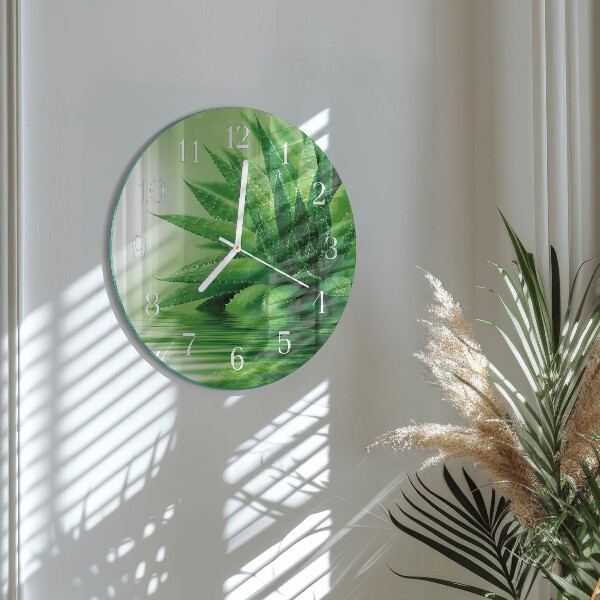 Okrúhle sklenené hodiny Aloe