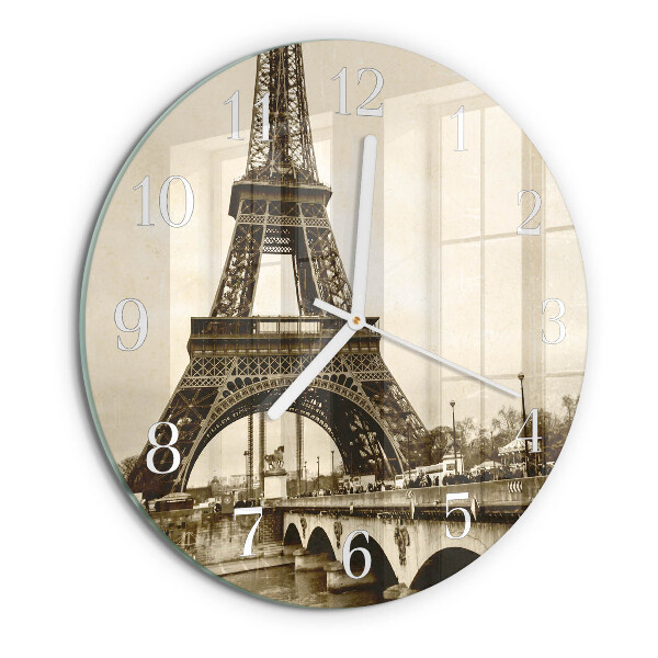 Okrúhle sklenené hodiny Paríž