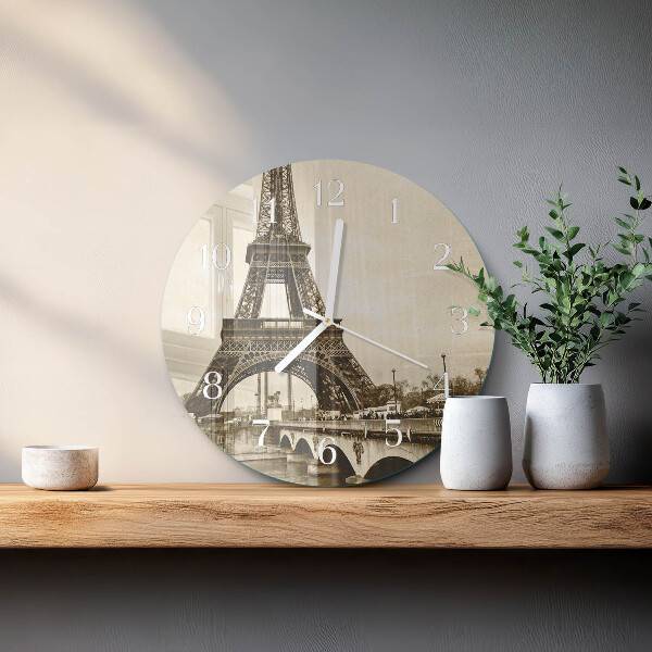 Okrúhle sklenené hodiny Paríž