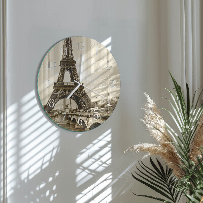 Okrúhle sklenené hodiny Paríž