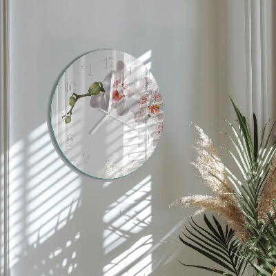 Okrúhle sklenené hodiny Orchidea