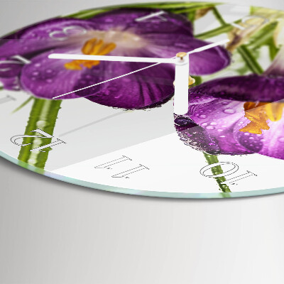 Okrúhle sklenené hodiny Krokusy