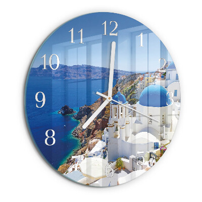 Okrúhle sklenené hodiny Santorini