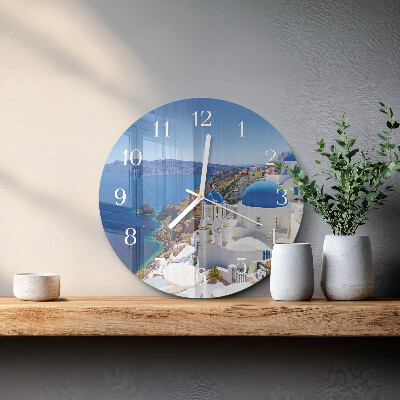Okrúhle sklenené hodiny Santorini