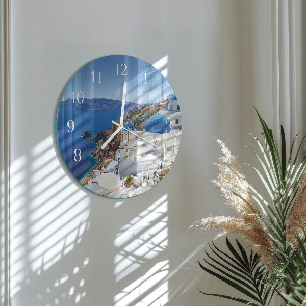 Okrúhle sklenené hodiny Santorini