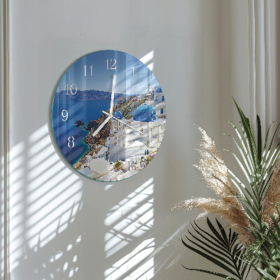 Okrúhle sklenené hodiny Santorini