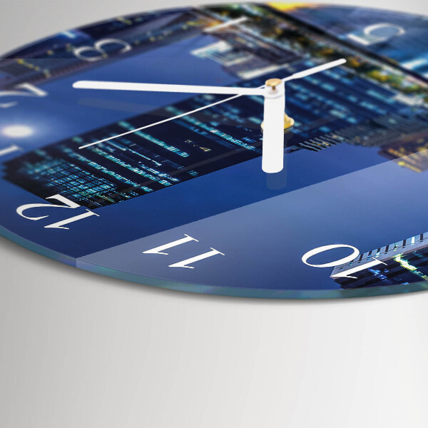 Okrúhle sklenené hodiny Noc v meste
