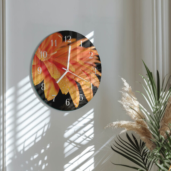 Okrúhle sklenené hodiny Gerbera