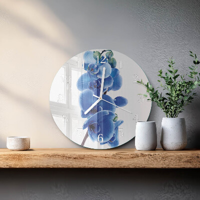 Okrúhle sklenené hodiny Orchidea