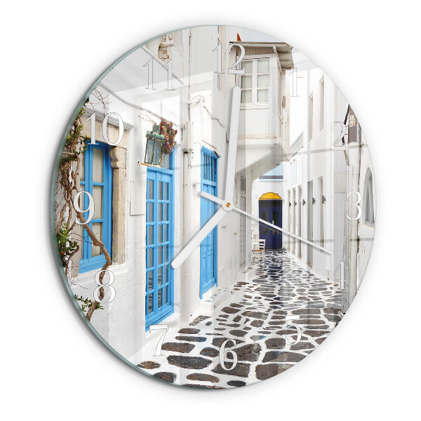 Okrúhle sklenené hodiny Santorini