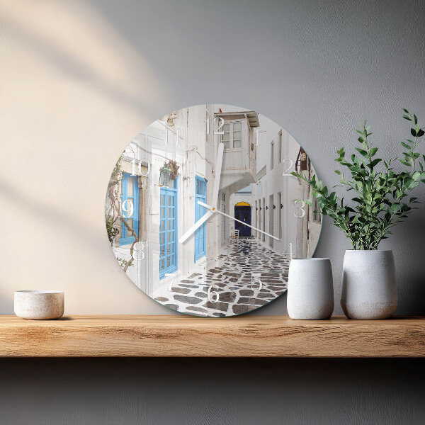 Okrúhle sklenené hodiny Santorini