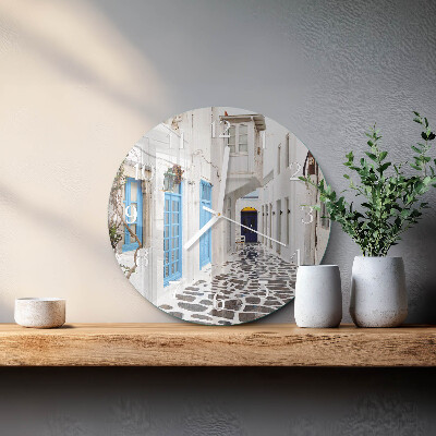 Okrúhle sklenené hodiny Santorini