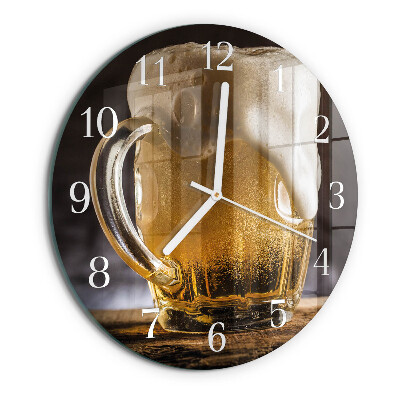Okrúhle sklenené hodiny Pivo
