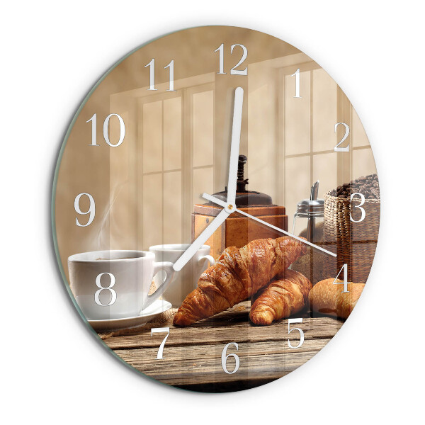 Okrúhle sklenené hodiny Croissanty