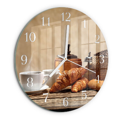 Okrúhle sklenené hodiny Croissanty