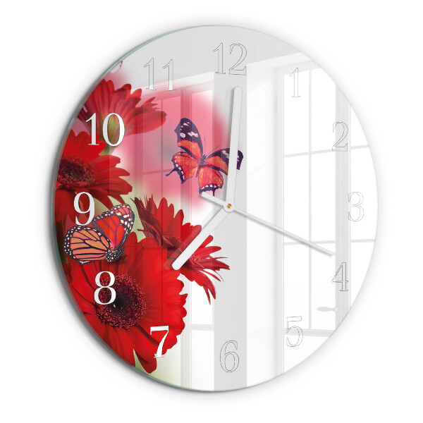 Okrúhle sklenené hodiny Gerbera