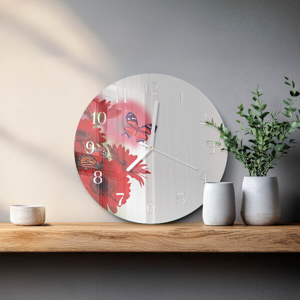 Okrúhle sklenené hodiny Gerbera