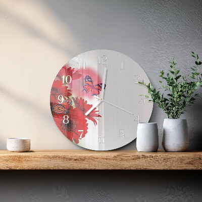 Okrúhle sklenené hodiny Gerbera
