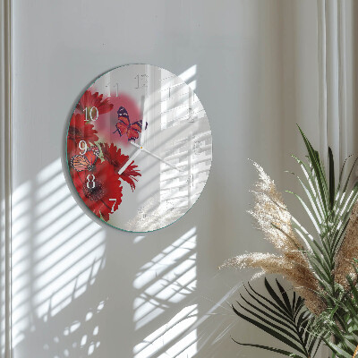Okrúhle sklenené hodiny Gerbera