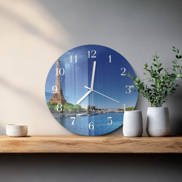 Okrúhle sklenené hodiny Parížska obloha