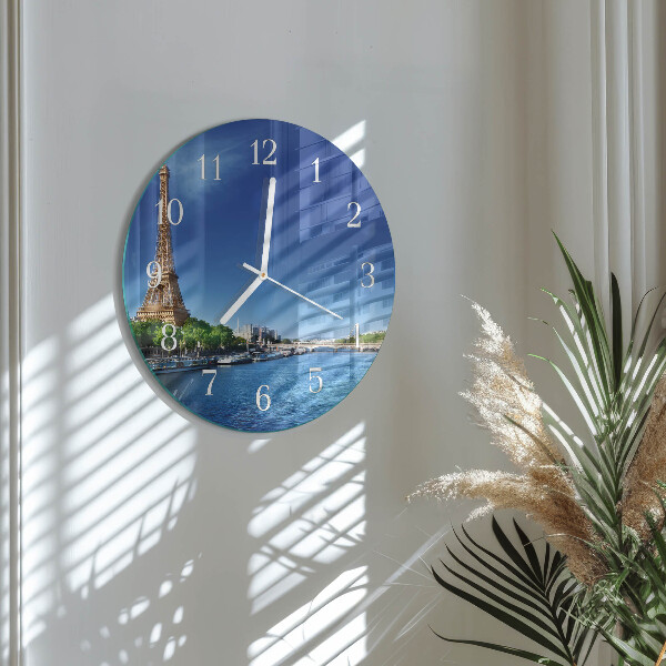 Okrúhle sklenené hodiny Parížska obloha