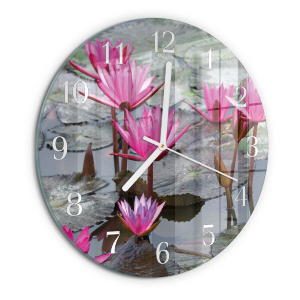 Okrúhle sklenené hodiny Lekná