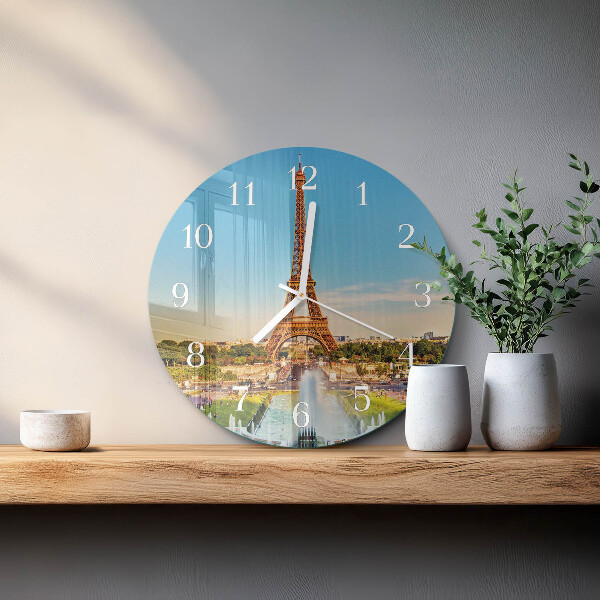 Okrúhle sklenené hodiny Paríž