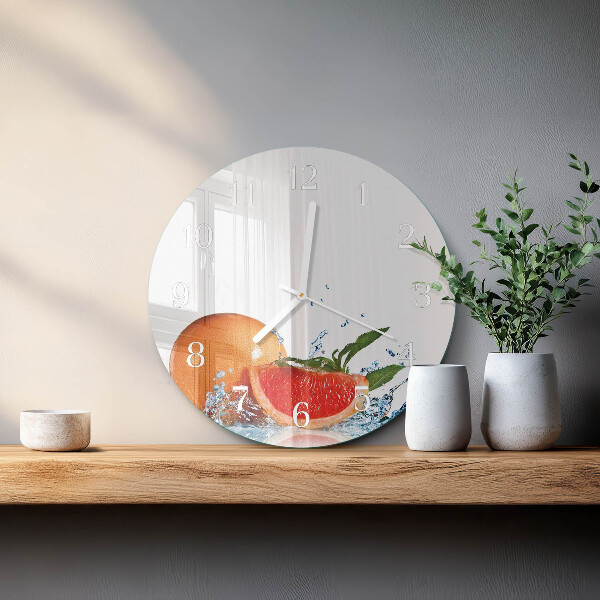 Okrúhle sklenené hodiny Grapefruit
