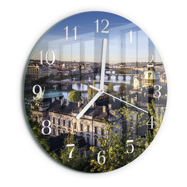 Okrúhle sklenené hodiny Praha