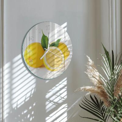 Okrúhle sklenené hodiny Citróny