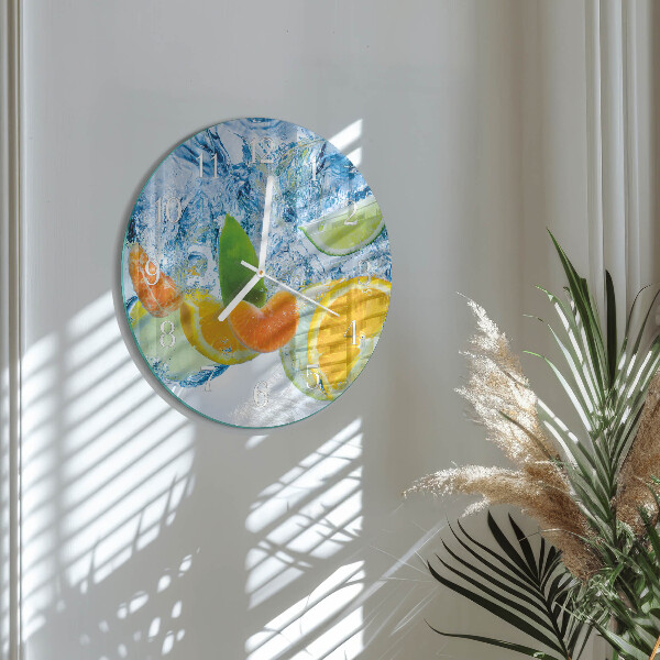 Okrúhle sklenené hodiny Citrusová rastlina