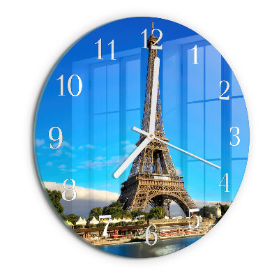 Okrúhle sklenené hodiny Eiffelova veža v Paríži