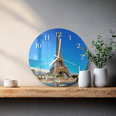 Okrúhle sklenené hodiny Eiffelova veža v Paríži