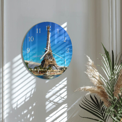 Okrúhle sklenené hodiny Eiffelova veža v Paríži