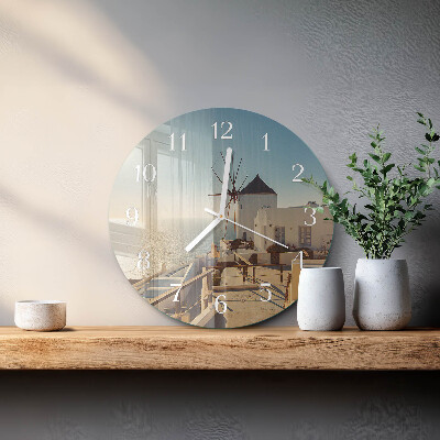 Okrúhle sklenené hodiny Santorini