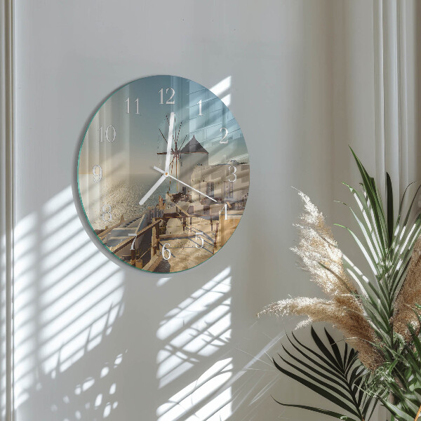 Okrúhle sklenené hodiny Santorini