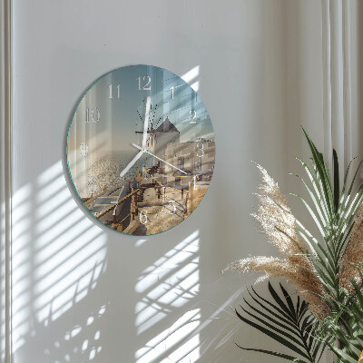 Okrúhle sklenené hodiny Santorini