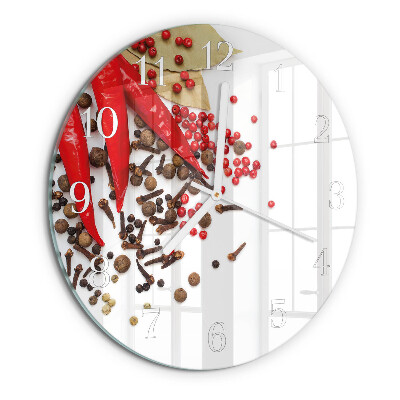 Okrúhle sklenené hodiny Červená paprika