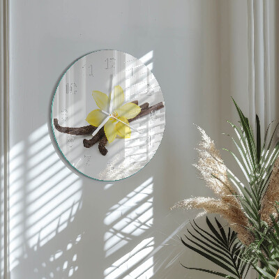 Okrúhle sklenené hodiny Vanilková orchidea