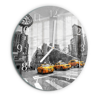 Okrúhle sklenené hodiny Taxi