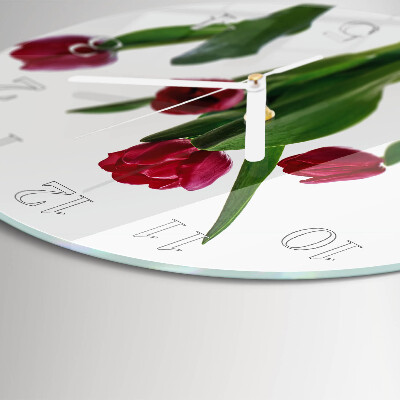 Okrúhle sklenené hodiny Tulipány
