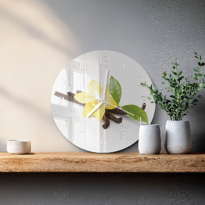 Okrúhle sklenené hodiny Vanilková orchidea
