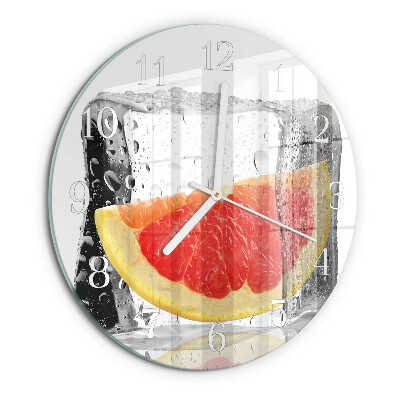 Okrúhle sklenené hodiny Grapefruitová zmrzlina