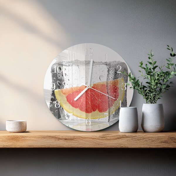 Okrúhle sklenené hodiny Grapefruitová zmrzlina