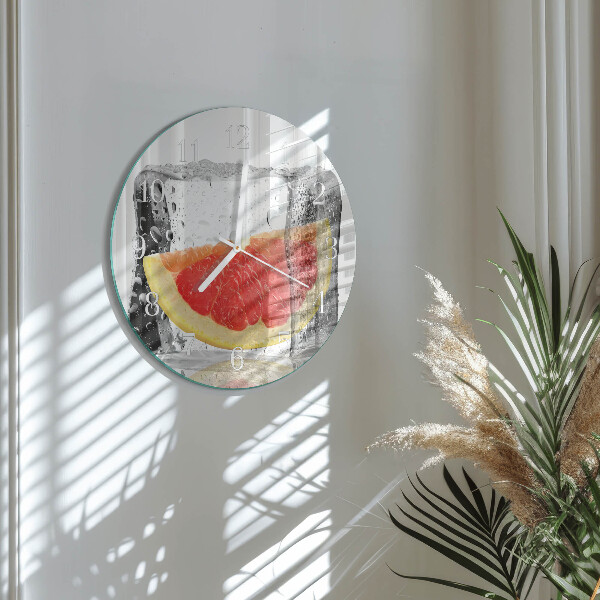 Okrúhle sklenené hodiny Grapefruitová zmrzlina