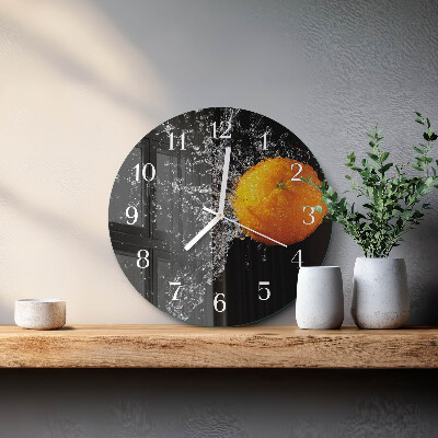 Okrúhle sklenené hodiny Oranžová