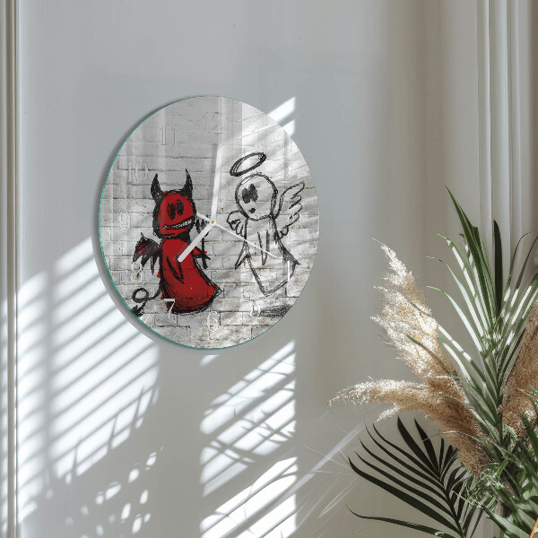 Okrúhle sklenené hodiny Anjelský diabol