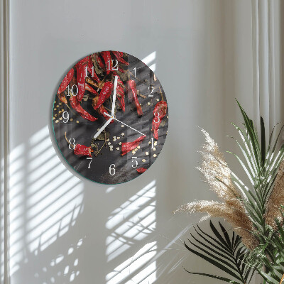 Okrúhle sklenené hodiny Čili papričky