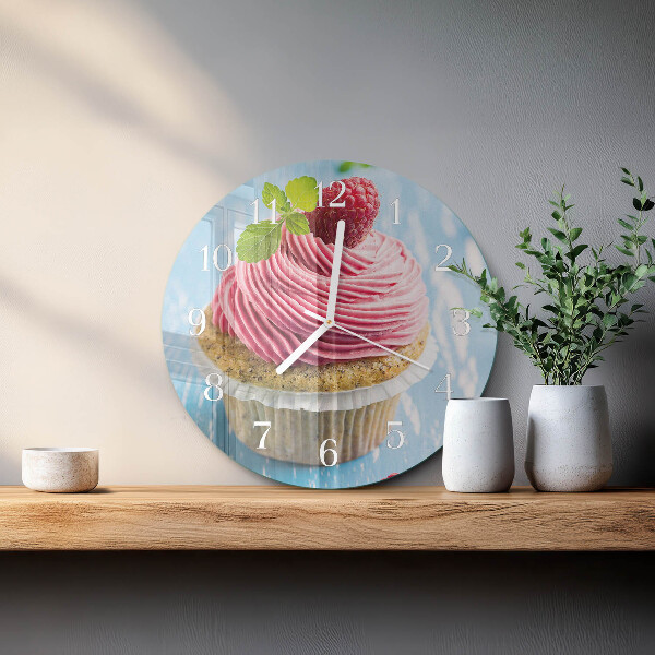 Okrúhle sklenené hodiny Malinový muffin