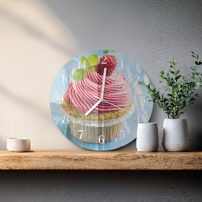 Okrúhle sklenené hodiny Malinový muffin